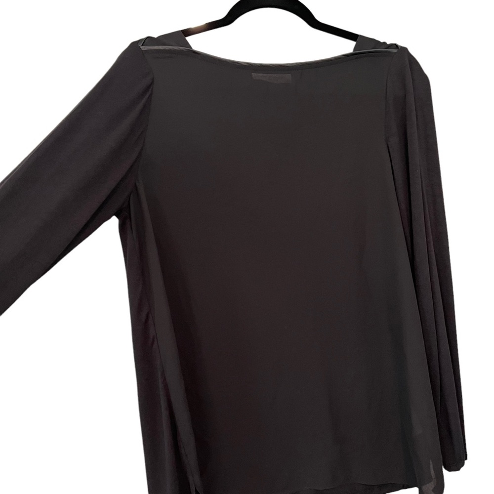 Lola & Sophie Faux Leather Piping Boat Neck Top - Picture 9 of 12